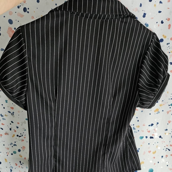 Black Pinstripe Women's Top - Picture 2 of 3